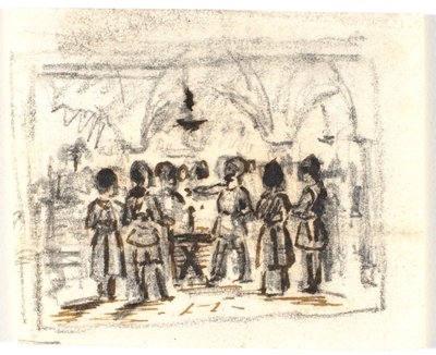 Esquisse de composition avec une scène médiévale (?) - Martinus Rørbye