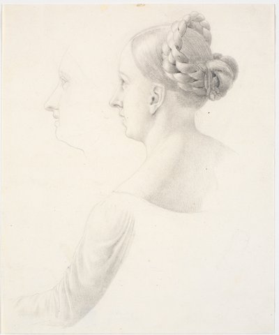Tête de femme de profil à gauche, épaules et bras gauche - Martinus Rørbye