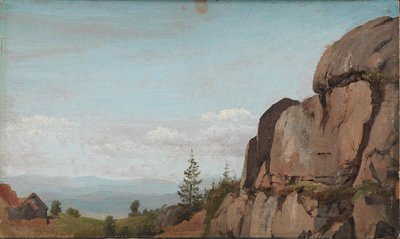 Paysage norvégien avec rochers au premier plan - Martinus Rørbye
