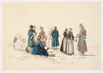 Scène de la place du marché à Thisted - Martinus Rørbye
