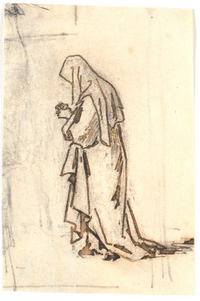 Femme debout en robe et coiffe - Martinus Rørbye