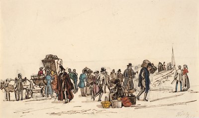 Étude pour "Le quai à Horten dans le fjord de Christiania" - Martinus Rørbye