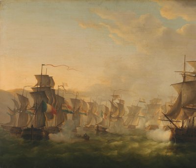 Affrontement des flottes néerlandaise et britannique lors du passage de la flottille néerlandaise à Boulogne (1804) - Martinus Schouman (signed by artist)