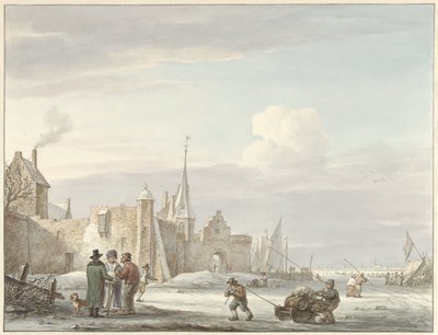 Vue de ville en hiver - Martinus Schouman