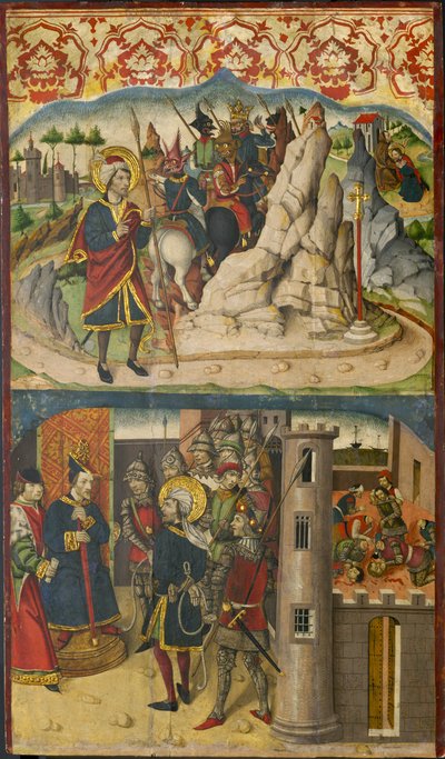 Saint Christophe rencontre Satan, Saint Christophe devant le roi de Lycie, 1480-85 - Martín de Soria