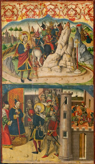 Saint Christophe rencontre Satan, Saint Christophe devant le roi de Lycie, 1480-85 - Martín de Soria