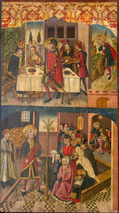 Saint Christophe prenant congé du roi qui craignait Satan; Saint Christophe et ses convertis - Martín de Soria
