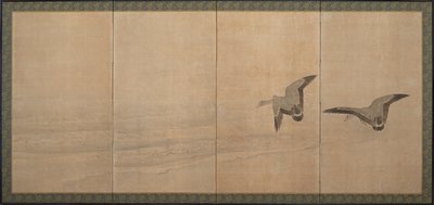 Oies sur une plage, période Edo, XVIIIe siècle - Maruyama Okyo