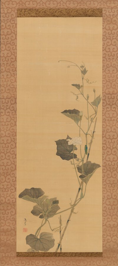 Fleurs de calebasse et coléoptère, début du 19ème siècle - Maruyama Ôshin
