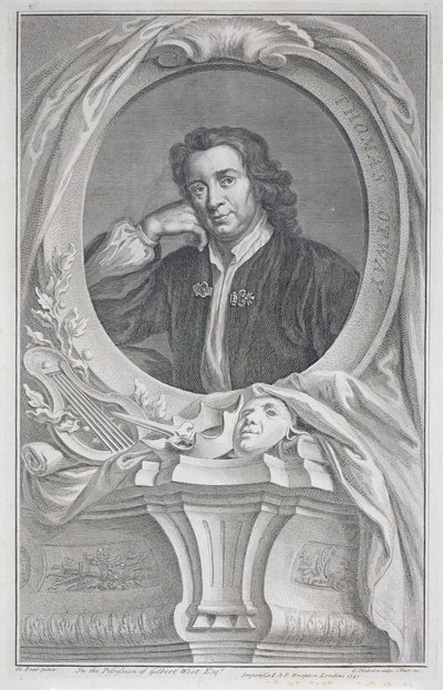 Portrait de Thomas Otway (1652-85) gravé par Jacobus Houbraken (1698-1780) - Mary (after) Beal