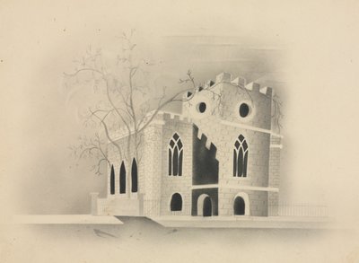 Une église gothique au clair de lune, 1840 - Mary Altha Nims