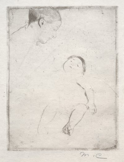 Bill allongé sur les genoux de sa mère, vers 1889 - Mary Cassatt