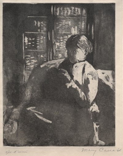 Tricot dans la bibliothèque, vers 1881 - Mary Cassatt