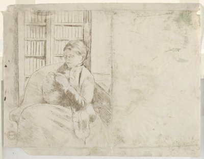 Tricot dans la bibliothèque verso, vers 1881 - Mary Cassatt