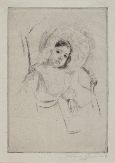 Margot avec un chapeau mou appuyée contre une chaise, vers 1902 - Mary Cassatt