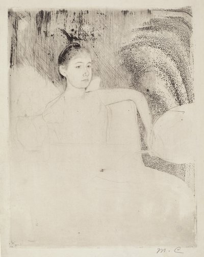 Mimi tenant un éventail japonais - Mary Cassatt