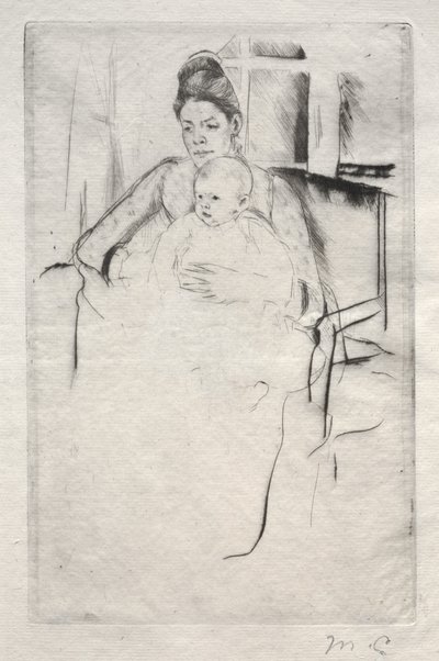 Mme Gardner Cassatt et son bébé assis près d