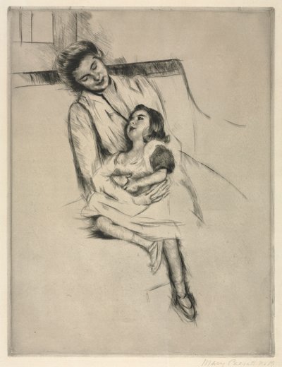 Reine et Margot assises sur un canapé - Mary Cassatt