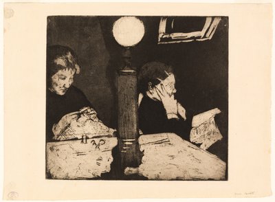 Sous la Lampe - Mary Cassatt