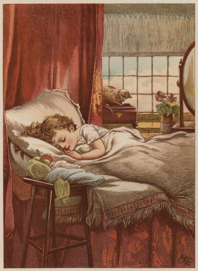 Enfant endormi dans un lit - Mary Ellen Edwards