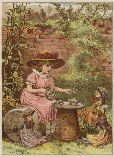 Fille servant du thé à ses poupées - Mary Ellen Edwards