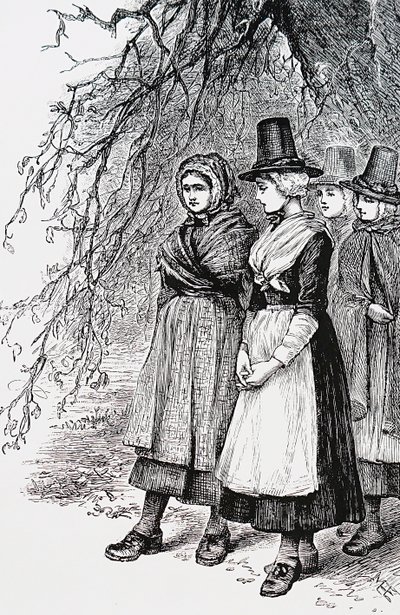 Filles galloises à une foire de Hollantide, une foire de recrutement, attendant d