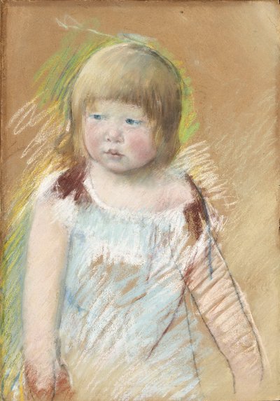 Enfant avec une frange en robe bleue, vers 1910 - Mary Cassatt