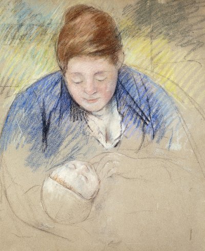 Femme se penchant sur un bébé, c.1907 - Mary Cassatt