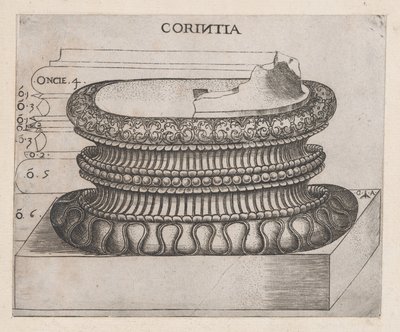 Speculum Romanae Magnificentiae : base corinthienne, vers 1537 - Master GA