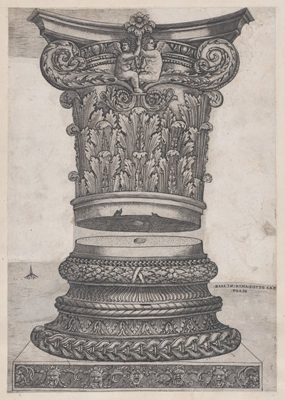 Speculum Romanae Magnificentiae : Chapiteau et base décorés, vers 1537 - Master GA