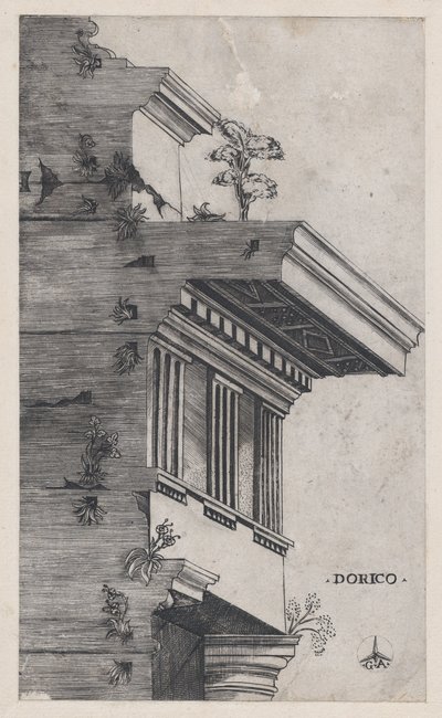Speculum Romanae Magnificentiae : Ordre dorique, vers 1537 - Master GA