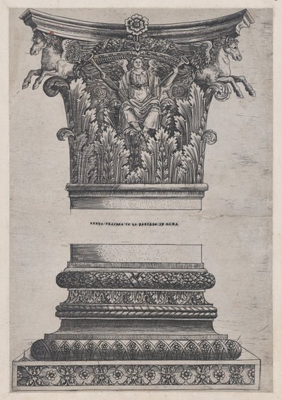 Speculum Romanae Magnificentiae: Chapiteau de Pégase du Temple de Mars Ultor, vers 1537 - Master GA