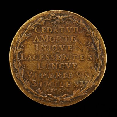 Inscription dans une couronne de laurier [verso], 1555 - Master I.A.V.F.