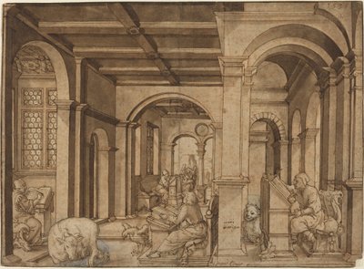 Les quatre évangélistes dans un scriptorium - Master I.K.