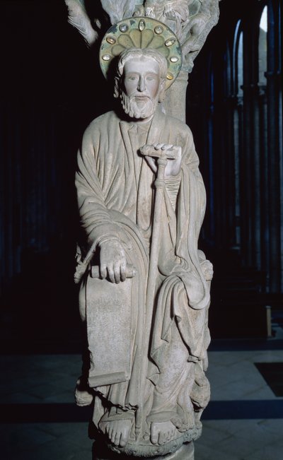Détail du Portique de la Gloire représentant Saint Jacques, XIIe siècle - Master Mateo