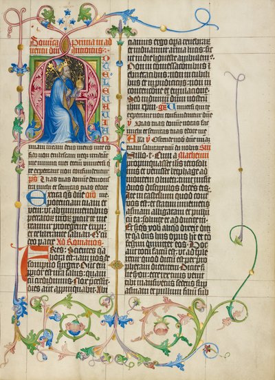 Initiale A : Le roi David monté sur un trône - Master Michael