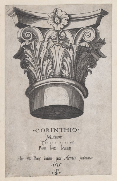 Speculum Romanae Magnificentiae : Chapiteau corinthien, 1535 - Master PS