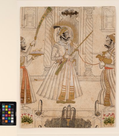 Maharana Amar Singh II fumant un hookah en forme de mouton, vers 1705 - Master Stipple