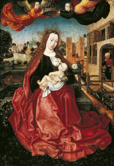 Madonna et Enfant couronnés par deux anges, années 1490 - Master of Frankfurt