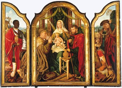 La Sainte Famille avec Melchior offrant de l