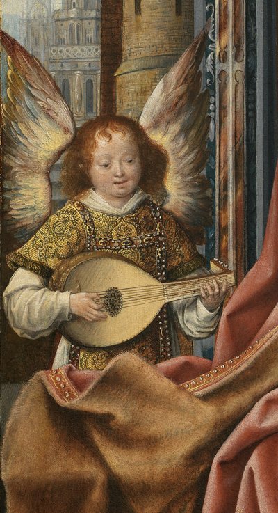 Triptyque de la Sainte Famille avec des anges musiciens (détail) - Master of Frankfurt