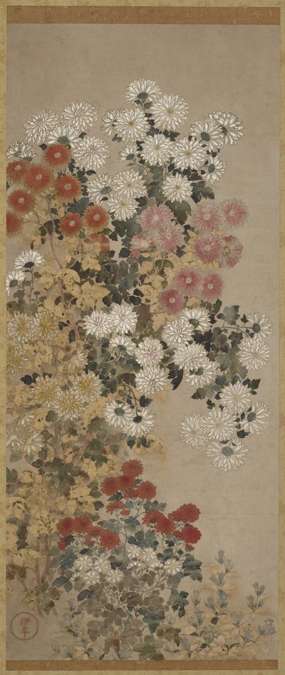 Chrysanthèmes, rouleau suspendu, 1600-30 - Master of I nen Seal
