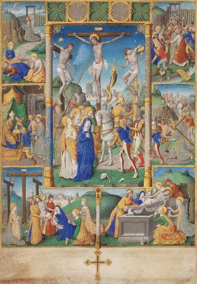 La Crucifixion avec six scènes de la Passion du Christ - Master of Jacques de Besançon