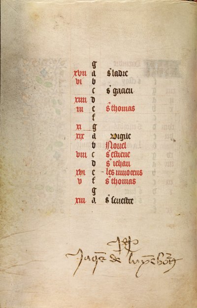 Page du calendrier pour décembre suite - Master of Jacques of Luxembourg