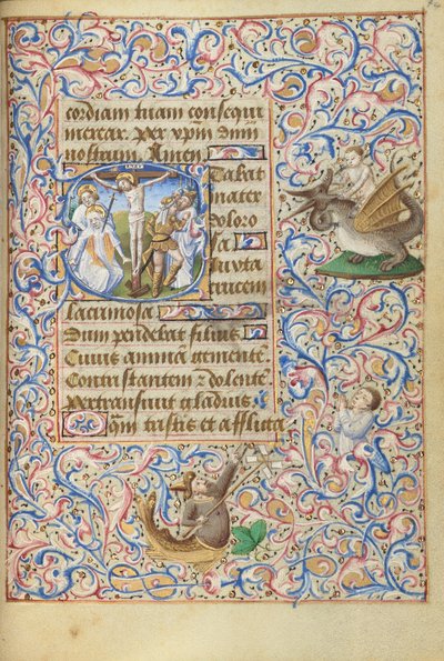 Initiale S : La crucifixion avec le cœur de la Vierge transpercé par une épée - Master of Jean Rolin II (Hand B)