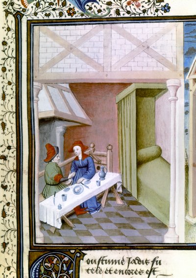 Scène du Décaméron, Salabetto et Iancofiore. 1430-1455 (miniature) - Master of Mansel