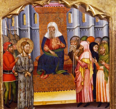 Le procès de Jésus, par le Maître de Rubio (14e siècle), prédelle du retable de l