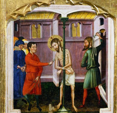 La flagellation, par le Maître de Rubio (14ème siècle), prédelle du retable de l