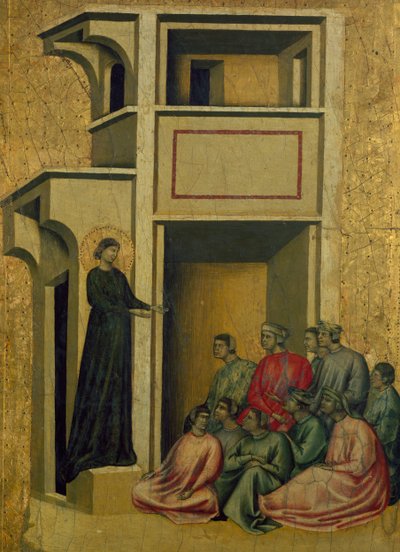 Sainte Cécile parle à un groupe de personnes, scène de Sainte Cécile et huit épisodes de sa vie - Master of Saint Cecilia