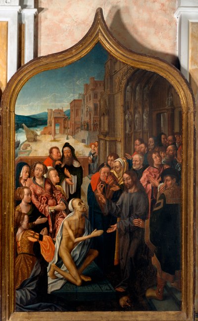 Triptyque : la résurrection de Lazare. Peinture du maître de San Lorenzo. Parrocchia di San Lorenzo della Costa, Santa Margherita Ligure (Gênes) - Master of San Lorenzo
